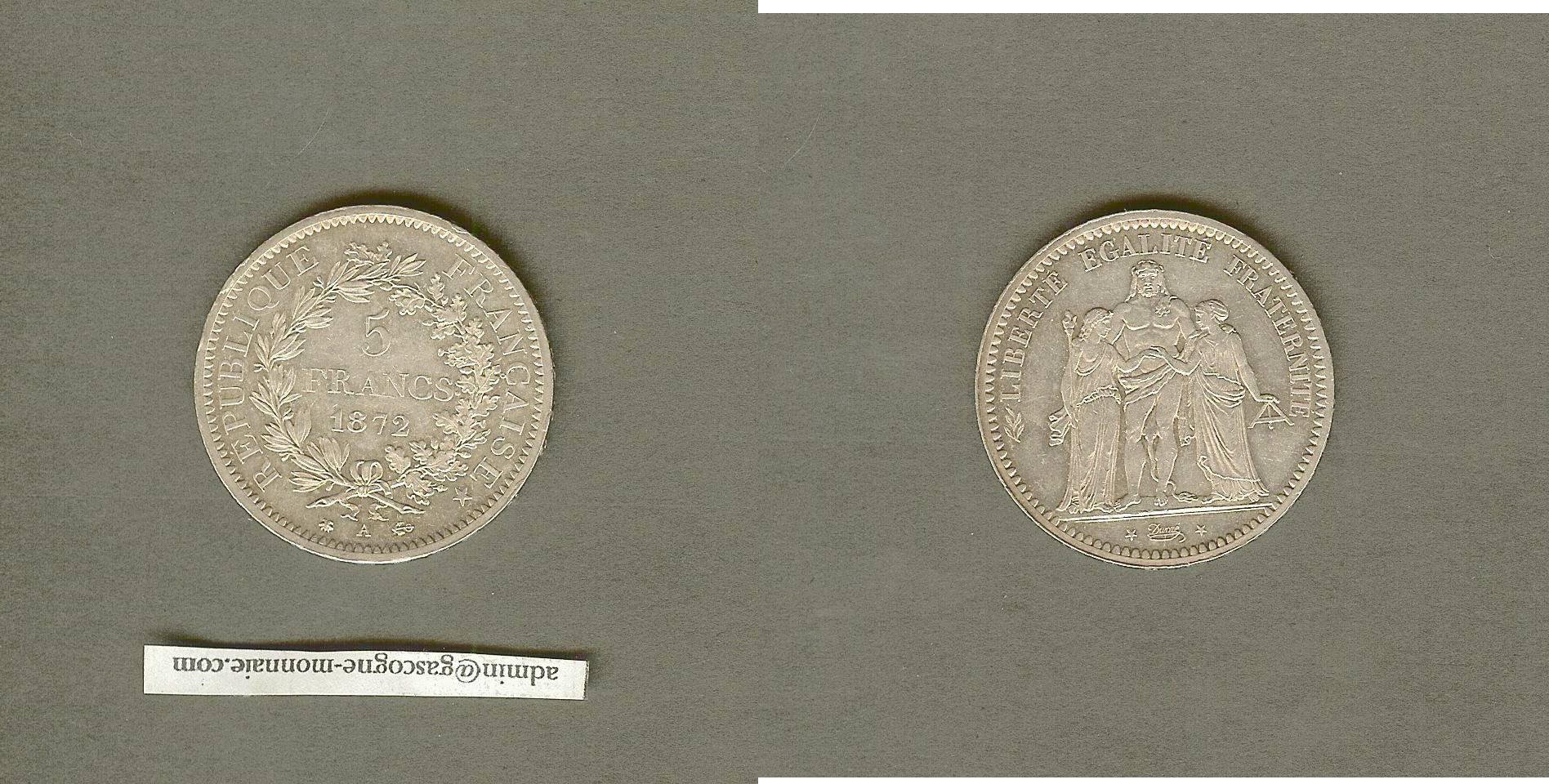 5 francs Hercule 1872A AU+/Unc